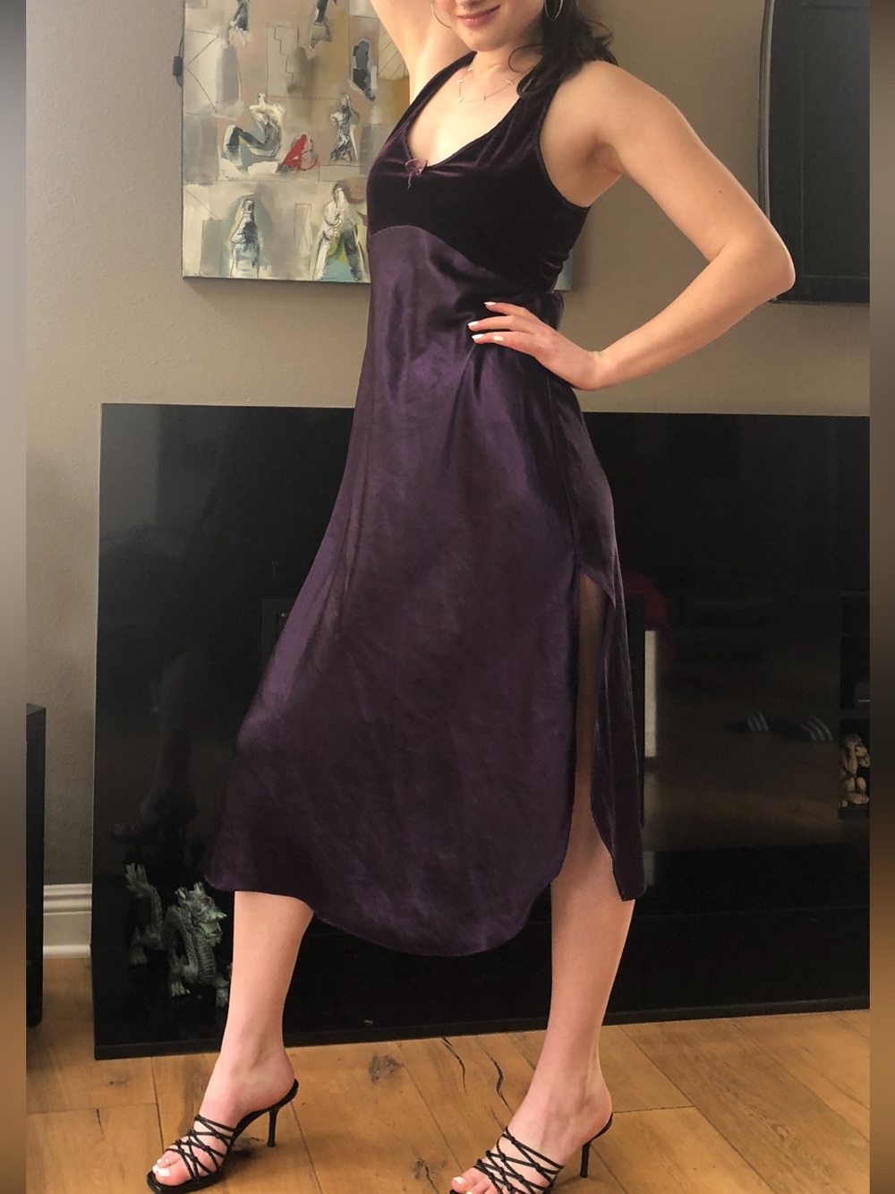 Vintage Dress with Velvet and Bow Accent